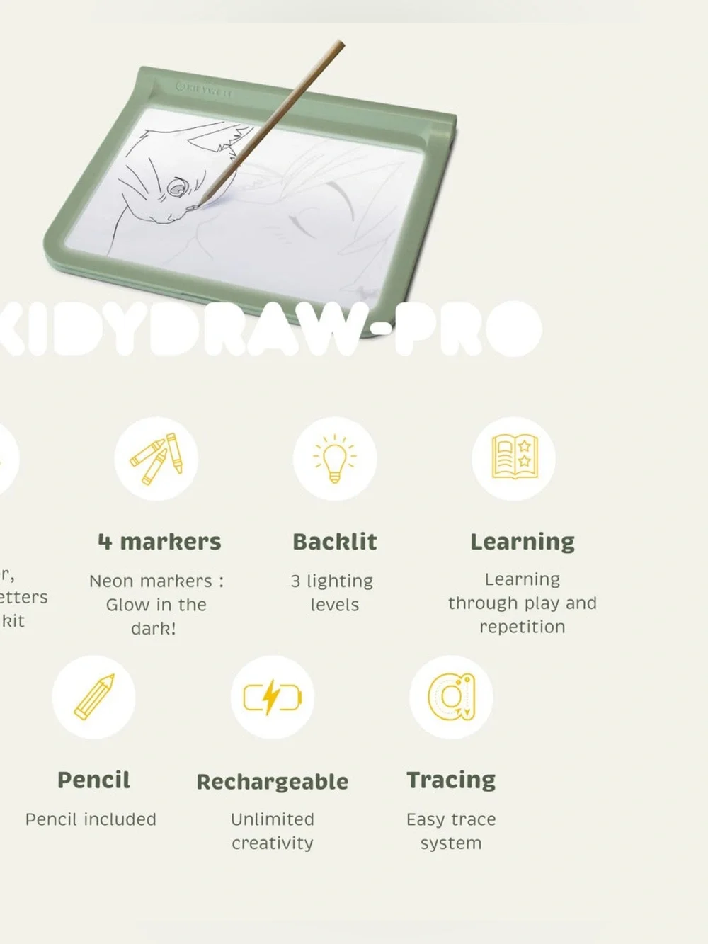 KIDYWOLF KIDYDRAW-PRO Light Up Tablet